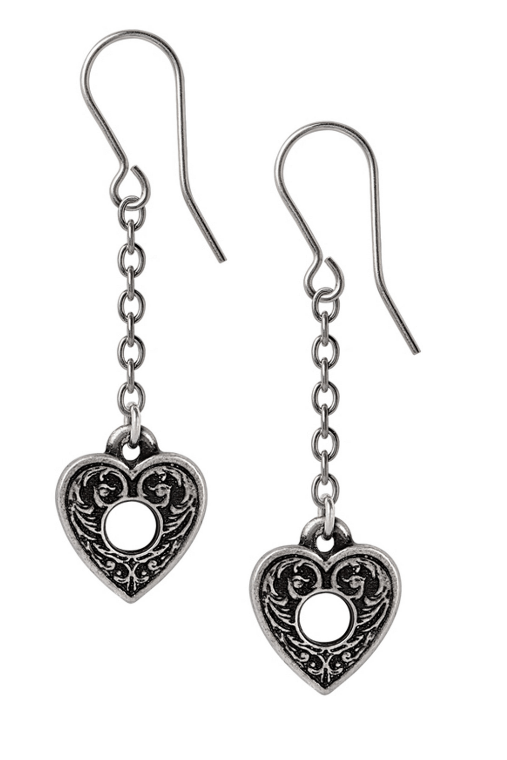 Gothic Planchette Earrings With Delicate Chain Drop