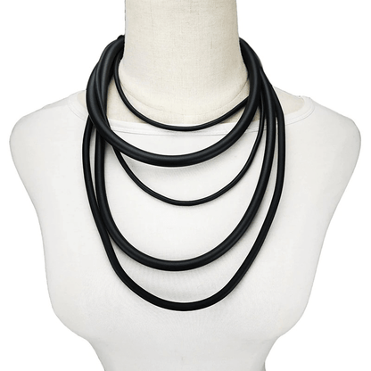 Gothic Punk Black Rubber Necklace / Handmade Designer Accessories for