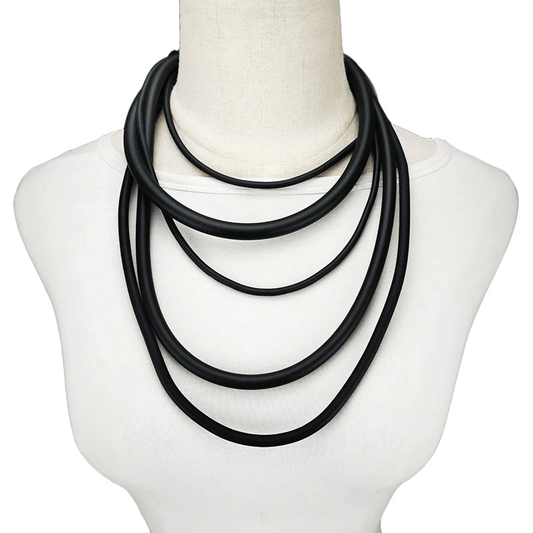 Gothic Punk Black Rubber Necklace / Handmade Designer Accessories for