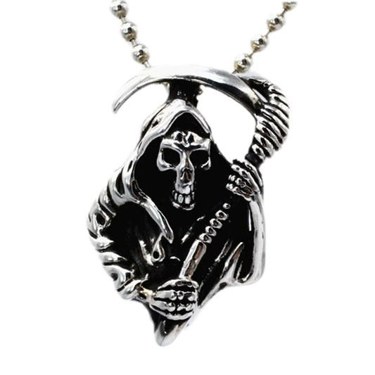Gothic Reaper Pendant / Sterling Silver Jewerly / Skeleton Pendant