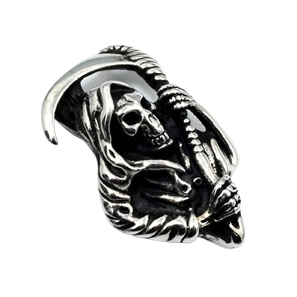 Gothic Reaper Pendant / Sterling Silver Jewerly / Skeleton Pendant