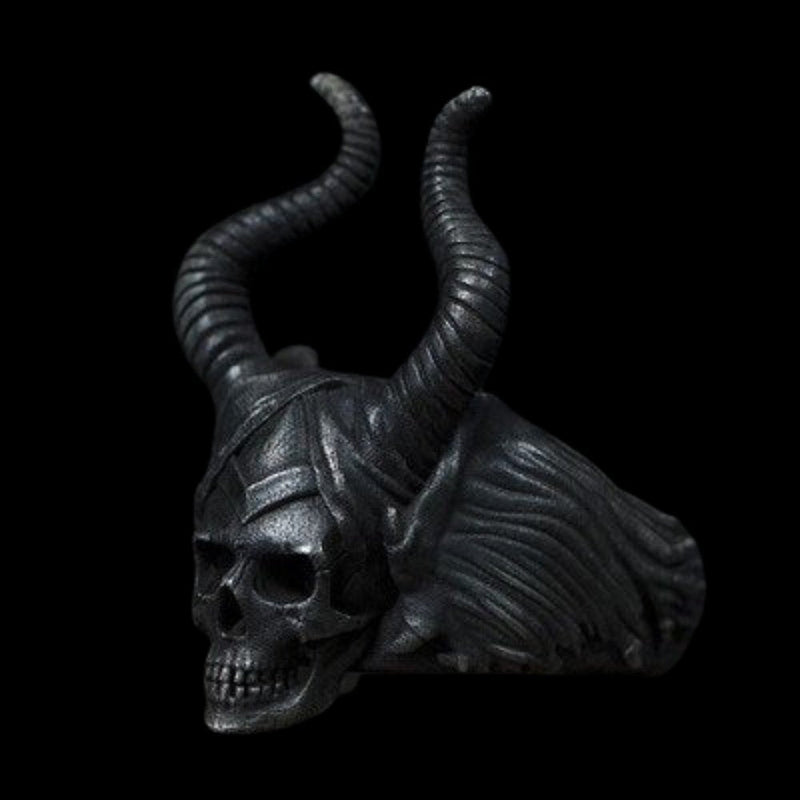 Gothic Satanic Demon Sorath Shofar Skull Ring