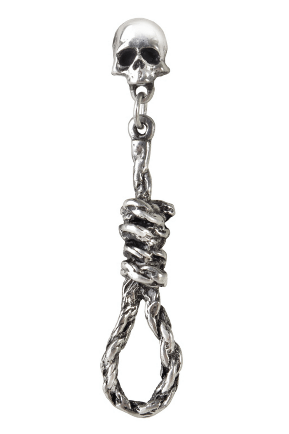 Gothic Skull and Noose Drop Earring in Pewter