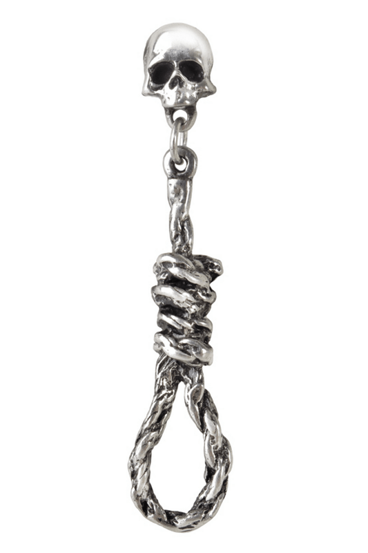 Gothic Skull and Noose Drop Earring in Pewter