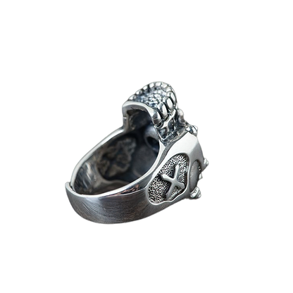 Gothic Skull Skeleton Ring of 925 Sterling Silver / Rock Style Jewelry