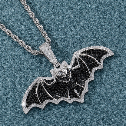 Gothic Zircon Bat Pendant / Punk Rock Motorcycle Jewelry / Pendant for and