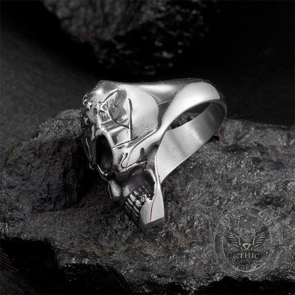 Gothic American Flag Skull Domineering Stainless Steel Ring