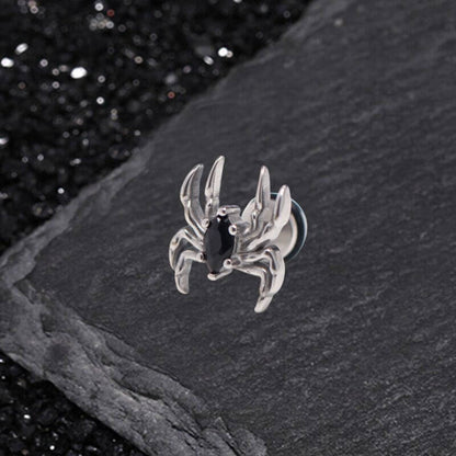 Gothic Black Gem Spider Stainless Steel Animal Earrings