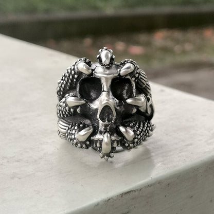 Gothic Claw Skull Sterling Silver Ring