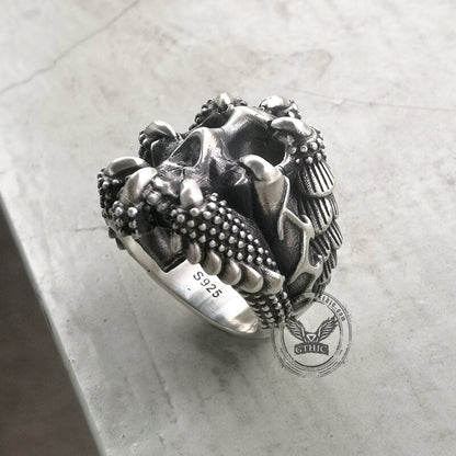 Gothic Claw Skull Sterling Silver Ring