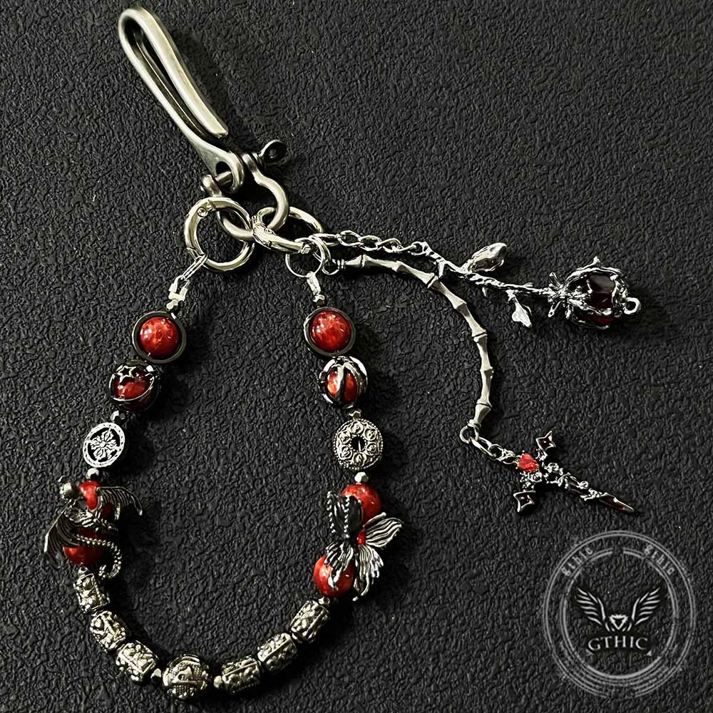 Gothic Cross Butterfly Beaded Alloy Pants Chain