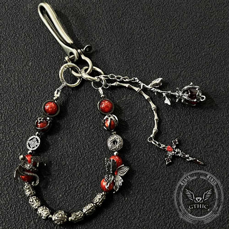 Gothic Cross Butterfly Beaded Alloy Pants Chain