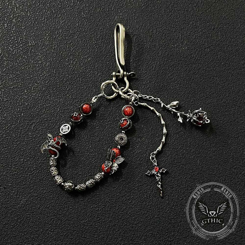 Gothic Cross Butterfly Beaded Alloy Pants Chain