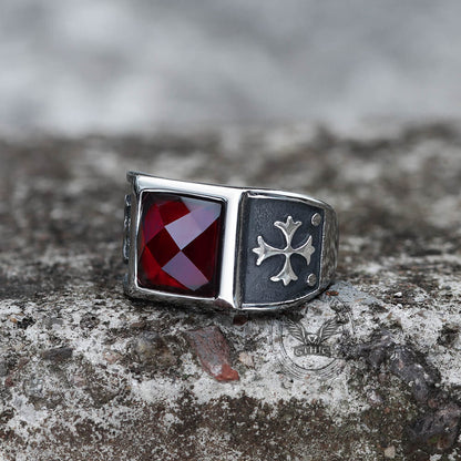 Gothic Cross Fleury Stainless Steel Cz Ring