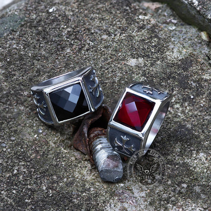 Gothic Cross Fleury Stainless Steel Cz Ring
