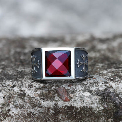 Gothic Cross Fleury Stainless Steel Cz Ring