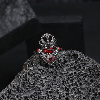 Gothic Crown Heart Alloy Open Ring