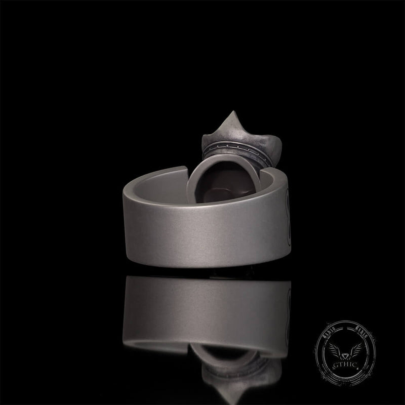 Gothic Crown Skull Leviathan Cross Sterling Silver Ring