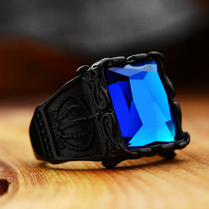 Gothic Crown Stainless Steel Cz Ring
