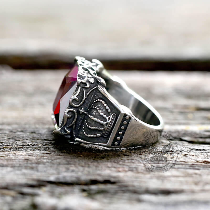 Gothic Crown Stainless Steel Cz Ring