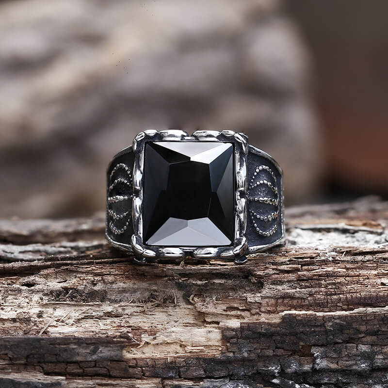 Gothic Crown Stainless Steel Cz Ring