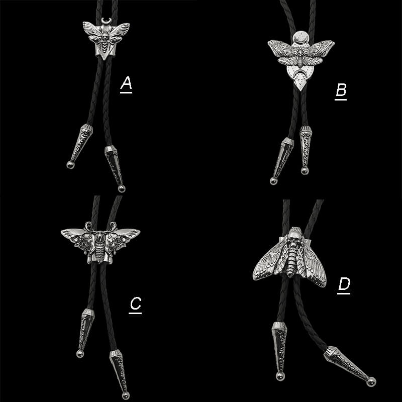 Gothic Death Moth Zinc Alloy Bolo Tie