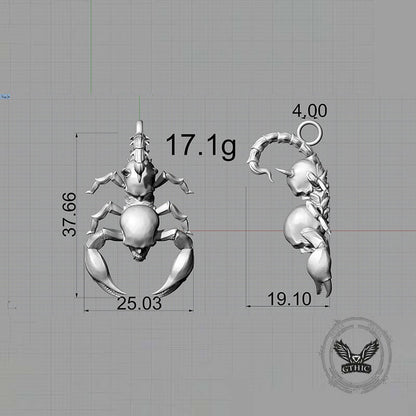 Gothic Demon Scorpion Sterling Silver Skull Pendant