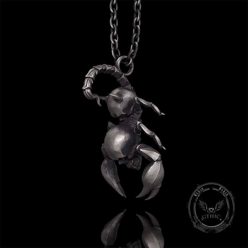 Gothic Demon Scorpion Sterling Silver Skull Pendant