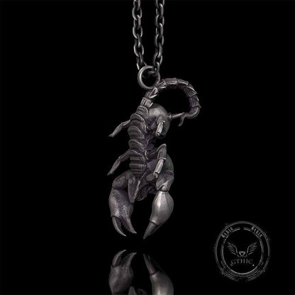Gothic Demon Scorpion Sterling Silver Skull Pendant