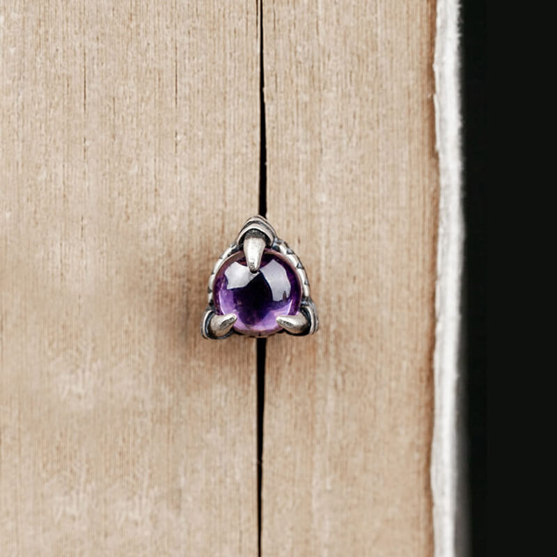 Gothic Dragon Claw Stone Sterling Silver Stud Earrings