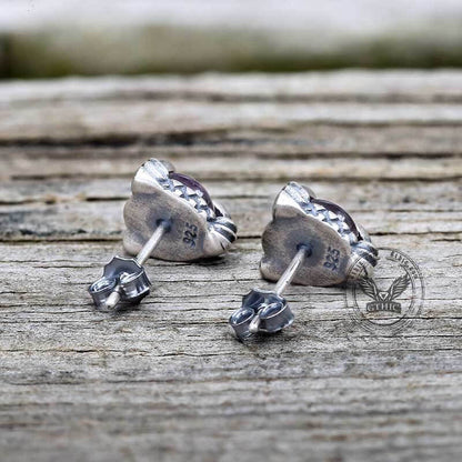 Gothic Dragon Claw Stone Sterling Silver Stud Earrings