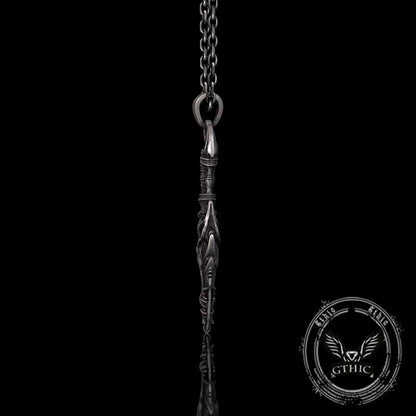 Gothic Dragon Dagger Knife Sterling Silver Pendant