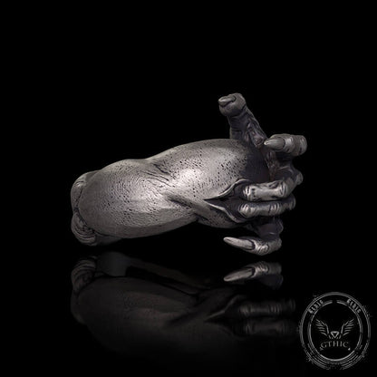 Gothic Evil Devil Hand Sterling Silver Ring