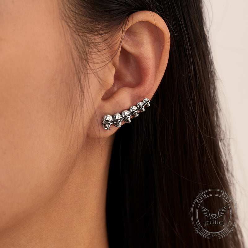 Gothic Evil Skull Design Stainless Steel Earrings