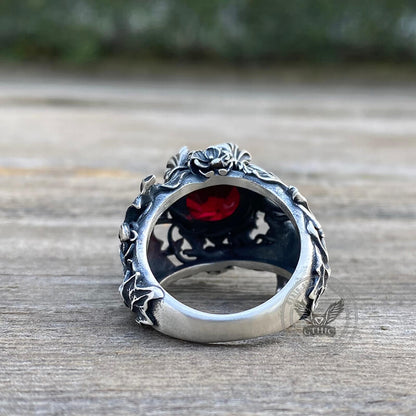 Gothic Pattern Zircon-set Sterling Silver Ring