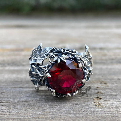 Gothic Pattern Zircon-set Sterling Silver Ring