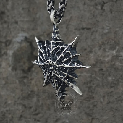 Gothic Heart of Thorns Demon Eye Sterling Silver Pendant