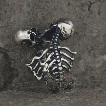 Gothic Love Kiss Sterling Silver Skull Ring