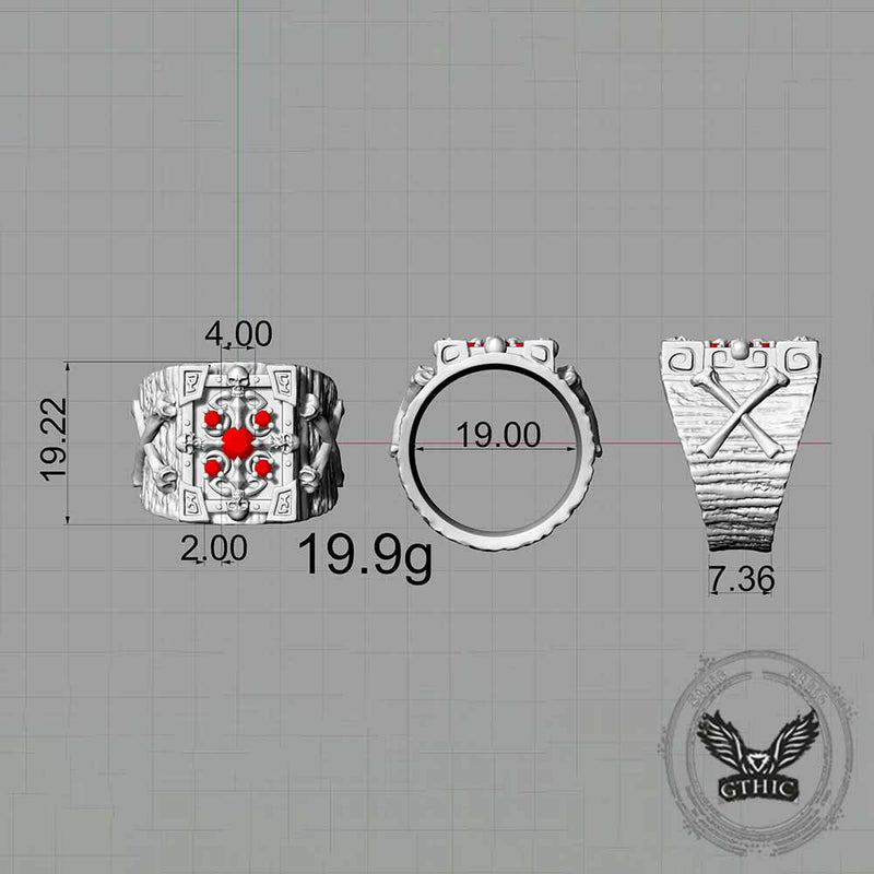 Gothic Multiple Skulls Cross Sterling Silver Zircon Ring