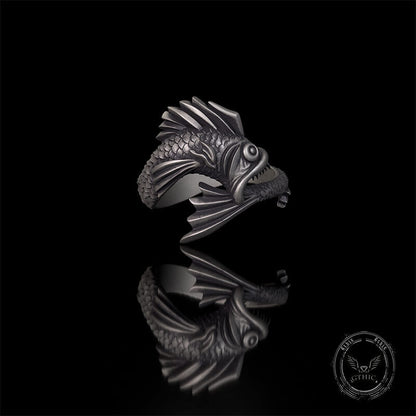 Gothic Mutant Fish Sterling Silver Animal Ring