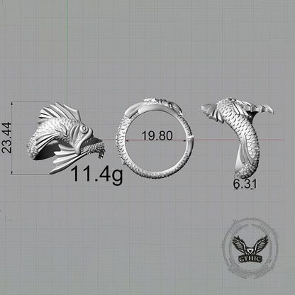 Gothic Mutant Fish Sterling Silver Animal Ring