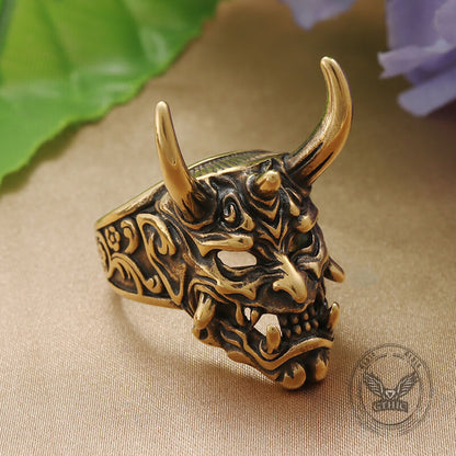Gothic Oni Mask Stainless Steel Skull Ring