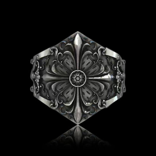Gothic Pattern Sterling Silver Open Ring