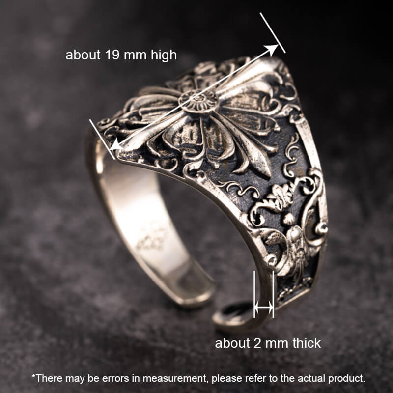 Gothic Pattern Sterling Silver Open Ring