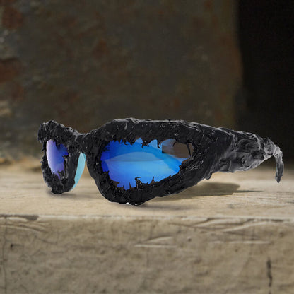 Gothic Personality Drip Glue Brushed Polarized Pc Sunglasses