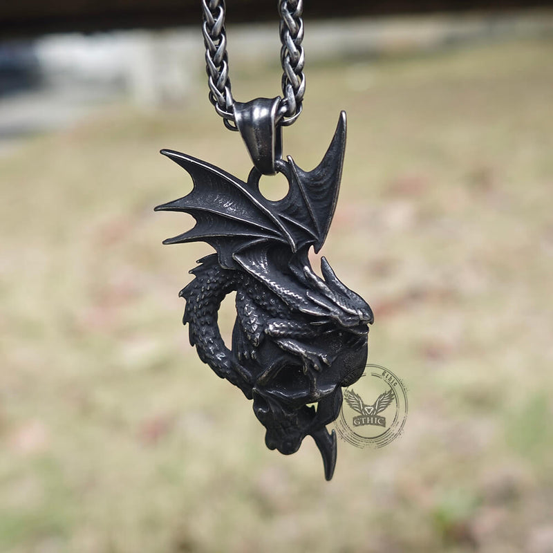 Gothic Pterosaur Skull Stainless Steel Pendant