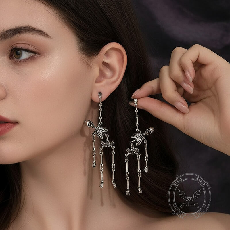 Gothic Skeleton Punk Exaggerated Alloy Drop Earrings