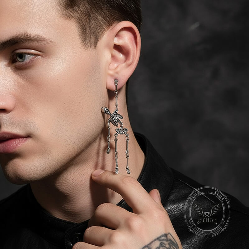 Gothic Skeleton Punk Exaggerated Alloy Drop Earrings