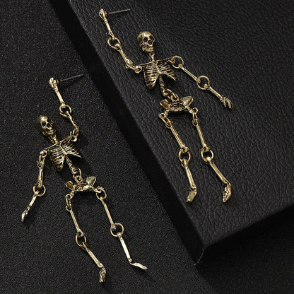 Gothic Skeleton Punk Exaggerated Alloy Drop Earrings