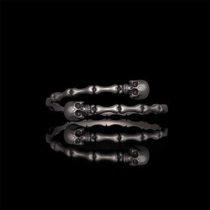 Gothic Skull Bone Sterling Silver Open Bracelet